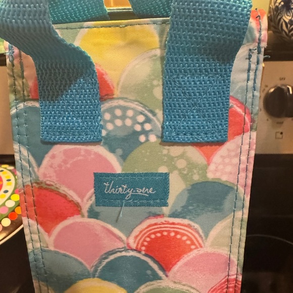 Colorful Thirty-One Tote perfect bottle thermal in rainbow scallop - Picture 2 of 4